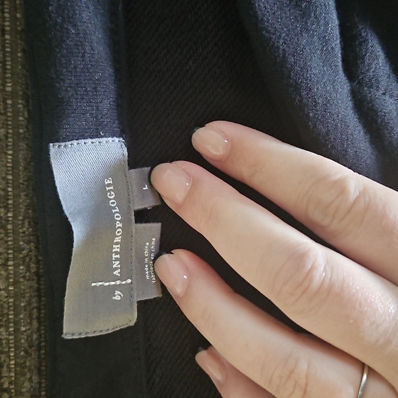 Anthropologie Black Cap Sleeve Tie Front Blouse - Picture 2 of 4